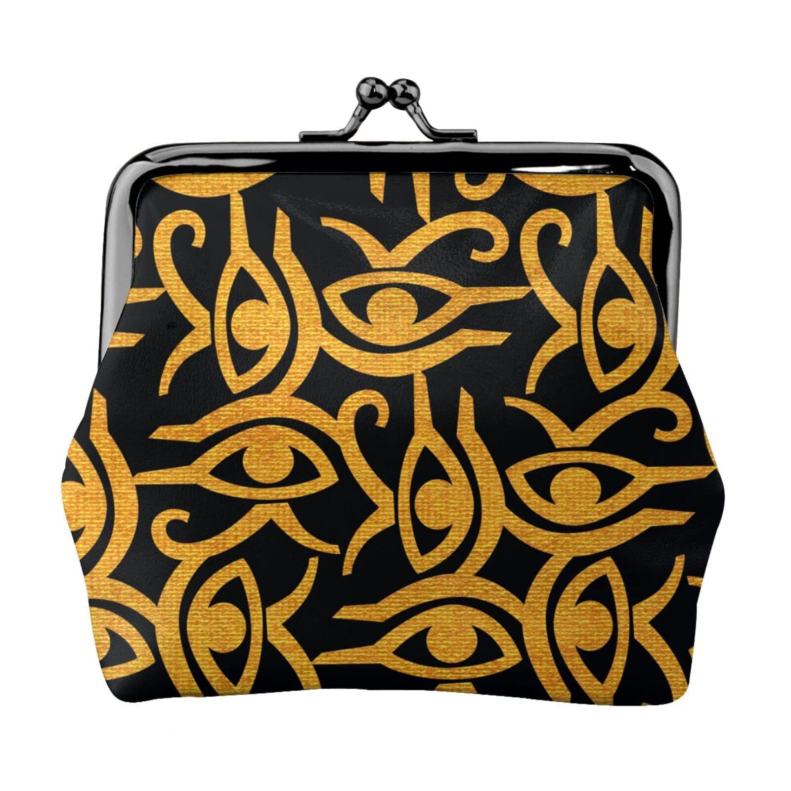 Golden Horus Eye Egyptian Style Pu Leather Buckle Coin Purse - Vintage Kiss-Lock Wallet for Women | Perfect for Collectors, Cosplay & Gift Giving