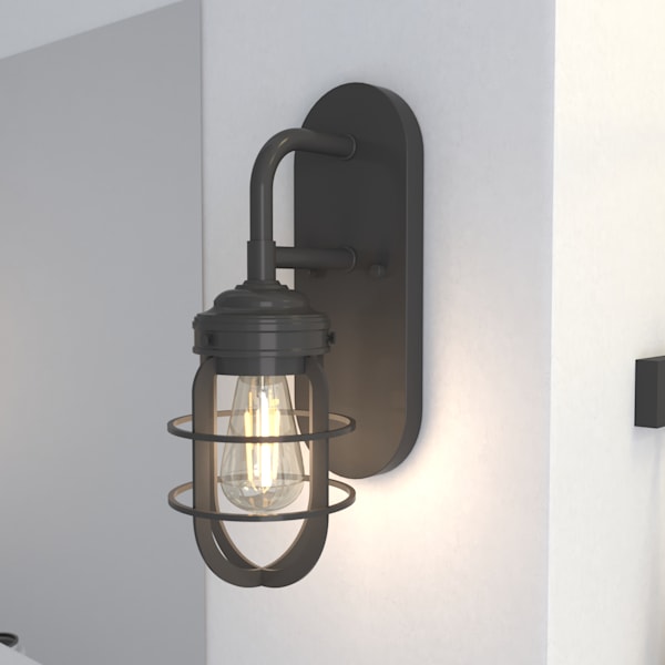 Hunter Starklake 1 Light Wall Sconce in Noble Bronze - Modern Bronze Wall Light Fixture for Bedroom, Living Room, Hallway & Entryway Lighting