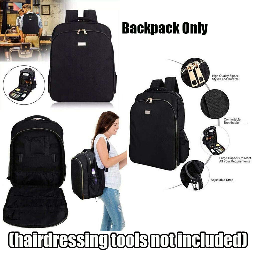 ZHFF Professional Barber Backpack - Multifunctional Hairdressing Tool Organizer with Travel Makeup Storage | Portable Black Backpack for Clippers, Scissors & Styling Tools | Perfect for Salon Professionals & Mobile Hairstylists