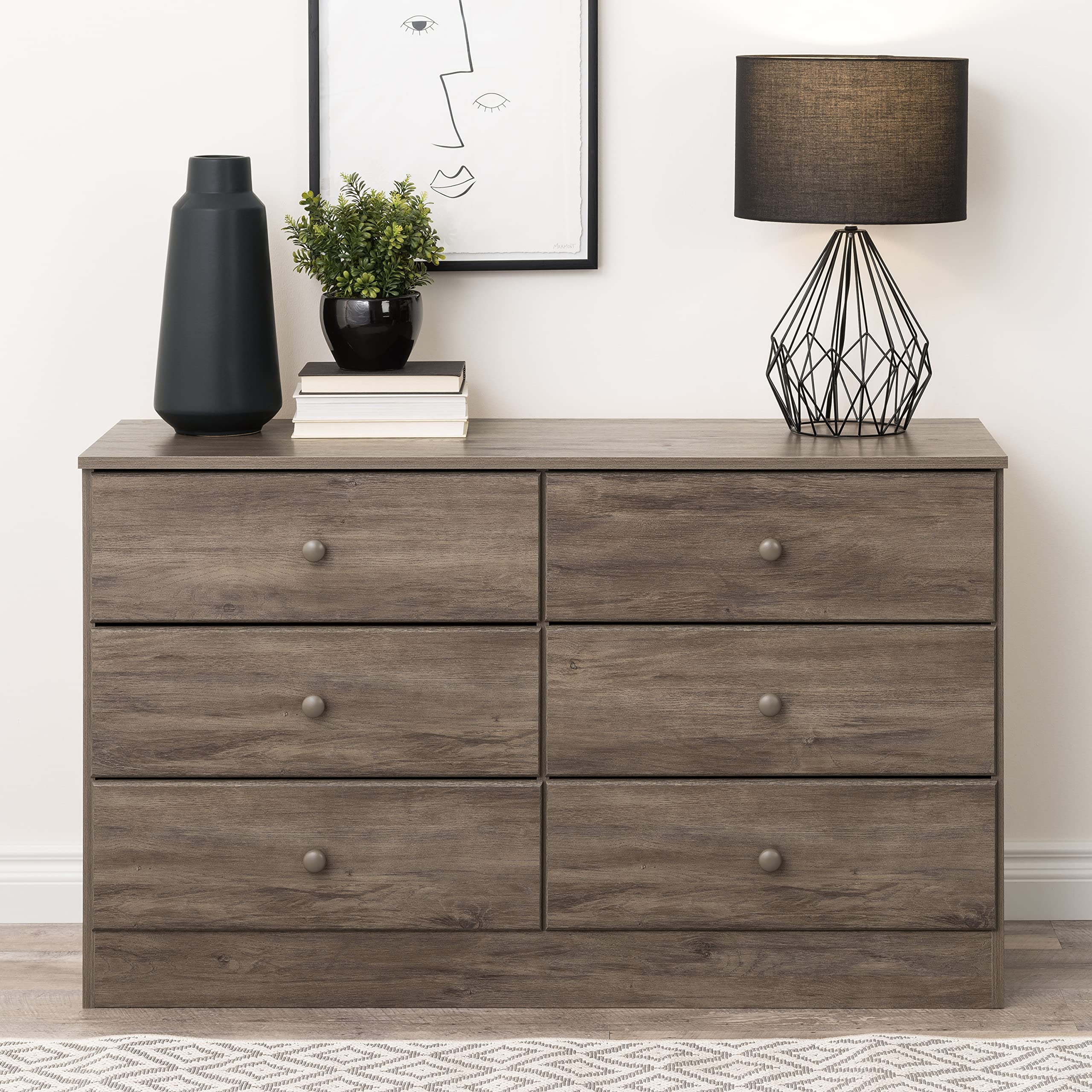Prepac Astrid 6-Drawer Dresser - Modern Bedroom Storage Chest, 15.5