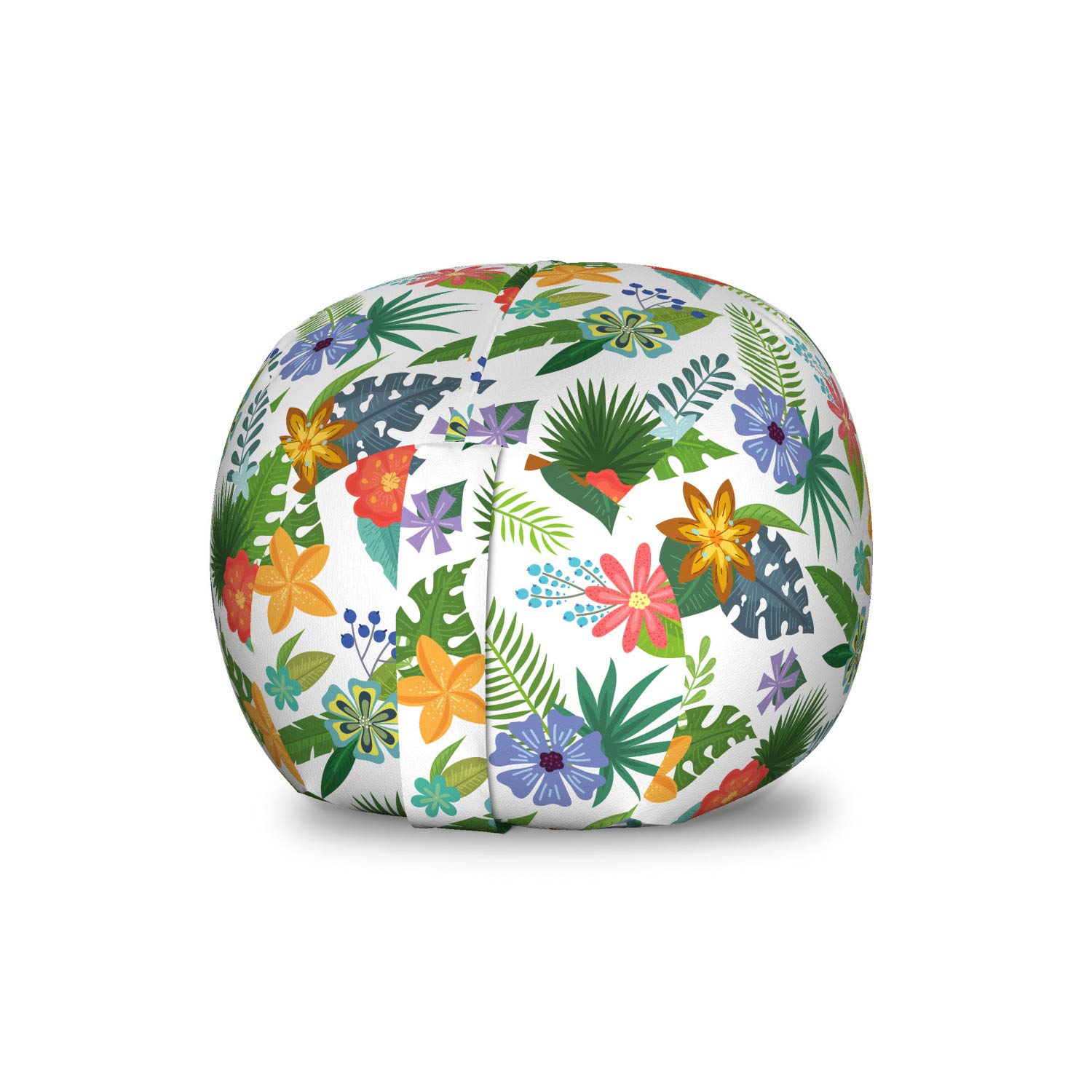 Ambesonne Floral Toy Storage Bag Chair - Hawaiian Style Colorful Flowers & Leaves Pattern, Washable Stuffed Animal Organizer for Kids Room, Small Multicolor - Perfect for Playroom, Nursery, or Bedroom Organization