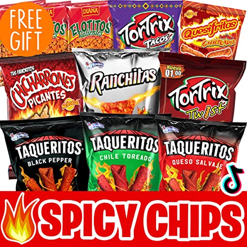 Charloo International Hot Chips Variety Pack - Spicy Snack Box Mix with Jalapeno & Flamin' Hot Flavors | Exotic Spicy Snacks Gift for Men | Perfect for Parties, Game Nights & Office Munchies