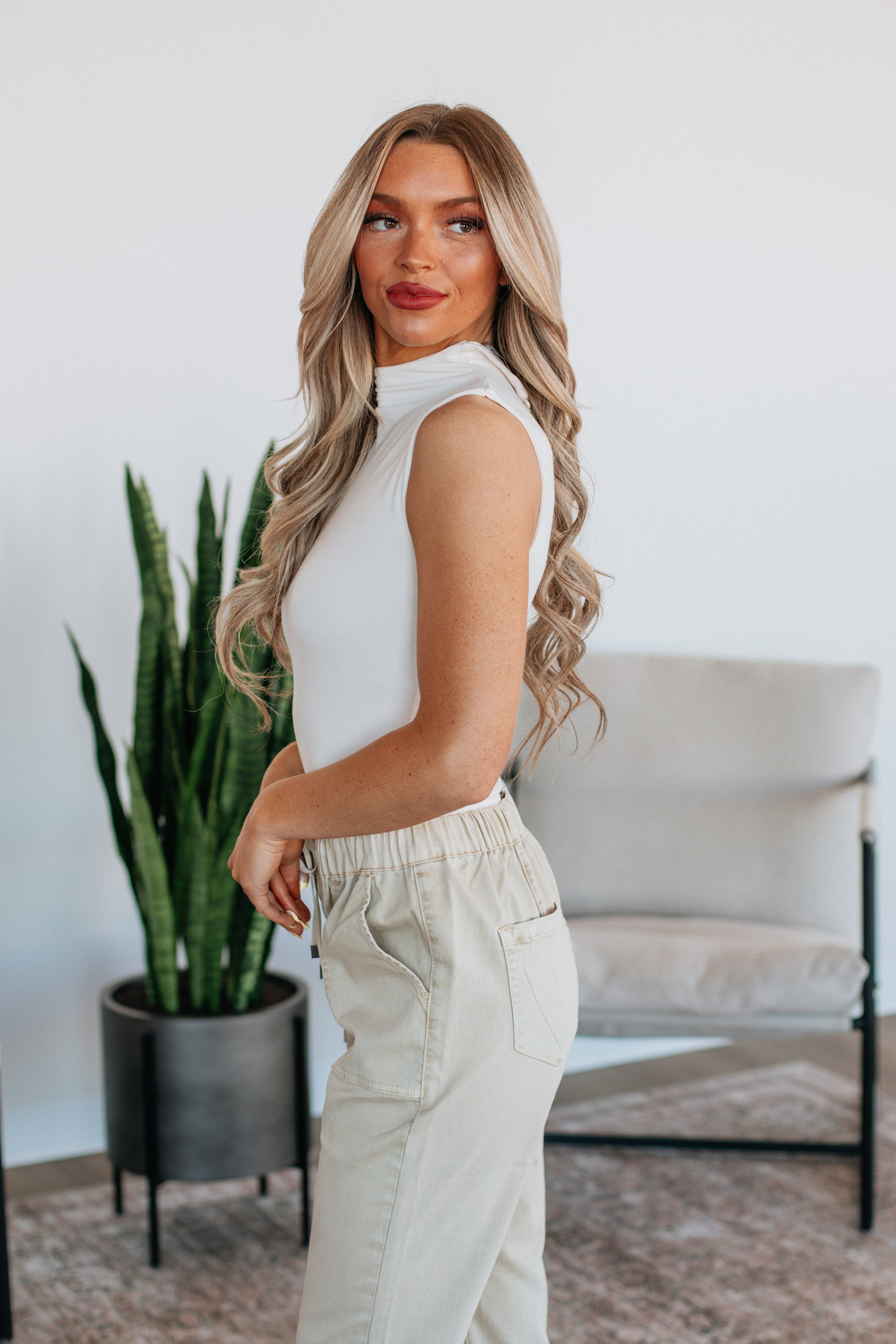 Skyler Mock Neck Bodysuit for Women - Soft Cream Stretchy Bodysuit Top - Perfect for Layering, Office Wear & Night Out Outfits
