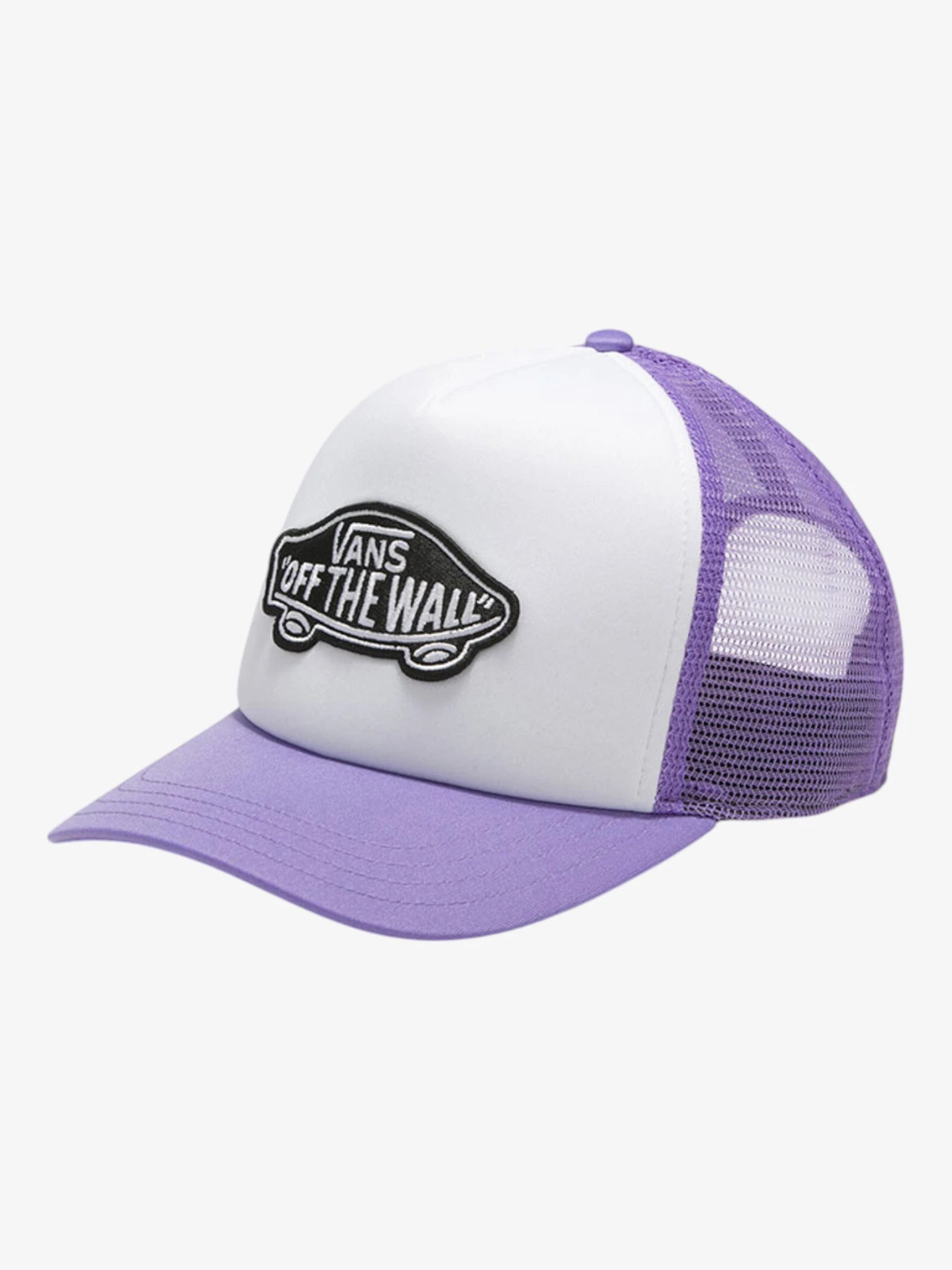 Vans Classic Patch Curved Bill Trucker Hat - Purple & White Snapback Cap for Men & Women | Perfect for Skateboarding, Streetwear Fashion & Outdoor Activities