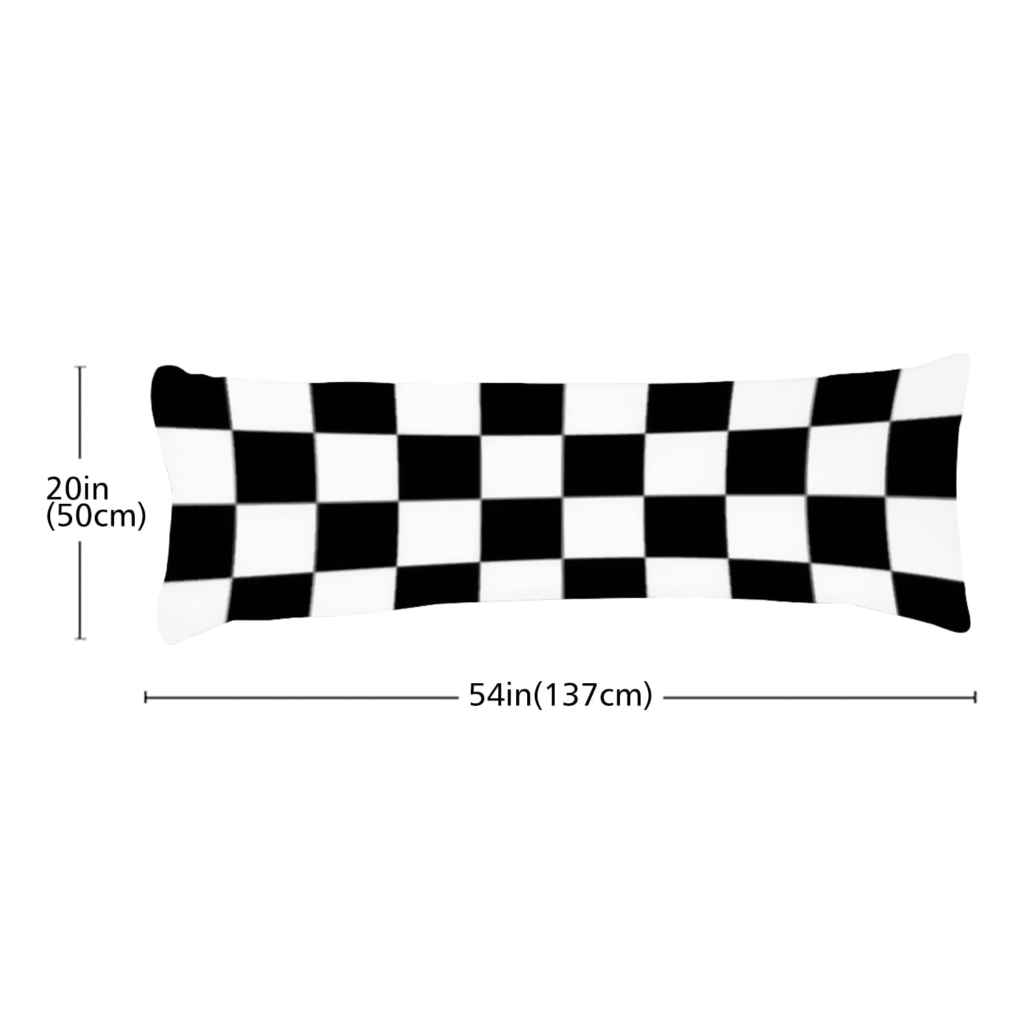 Black and White Checkered Flag Body Pillow Cover - 20x54 Inch Racing Car Theme Pillowcase with Hidden Zipper - Perfect for NASCAR Fans, Auto Racing Decor, and Gaming Room Accessories