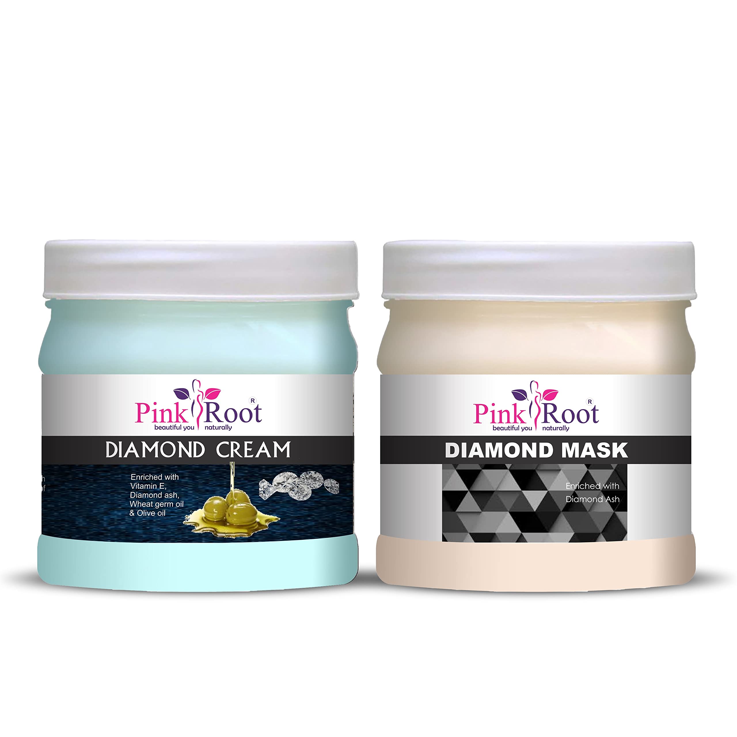 Pink Root Diamond Cream 500g with Diamond Mask 500g - Anti-Aging Skincare Set for Face & Neck Hydration - Perfect for Daily Beauty Routine & Spa Night