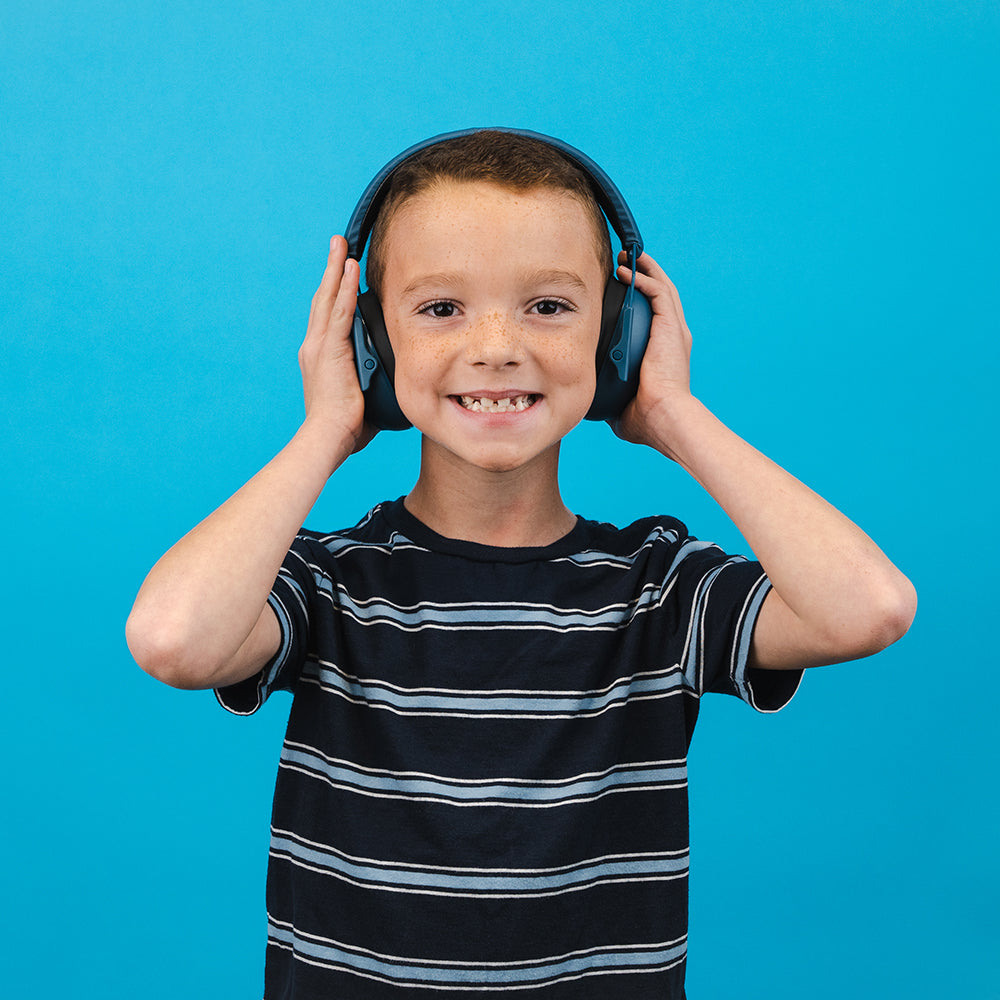 JBuddies Kids Hearing Protection Earmuffs - Noise Cancelling Headphones for Children, Adjustable & Comfortable (Navy Blue) - Perfect for Concerts, Fireworks, Airplanes & Loud Events