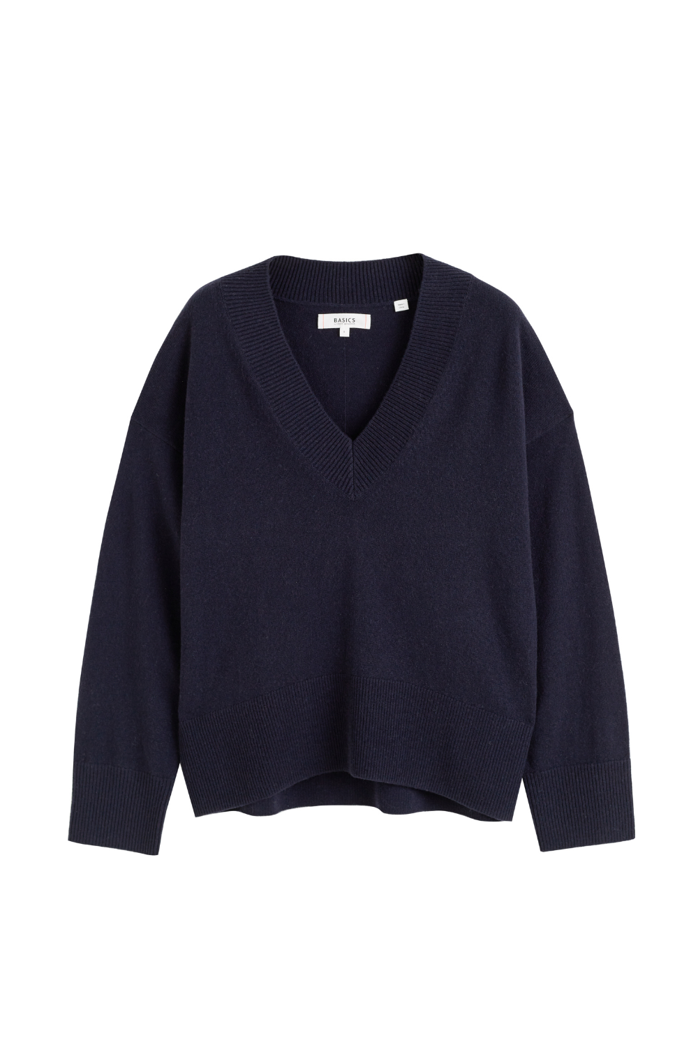 Premium Navy Blue Wool Cashmere V-Neck Sweater for Women - Soft & Warm Winter Pullover for Office, Casual & Holiday Outfits
