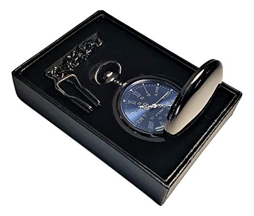 **7 Personalized Engraved Pocket Watches for Men - Vintage Wedding Groomsmen & Best Man Gift Set with Stainless Steel Chain & Gift Box (Black) - Perfect for Weddings, Anniversaries, and Special Occasions**