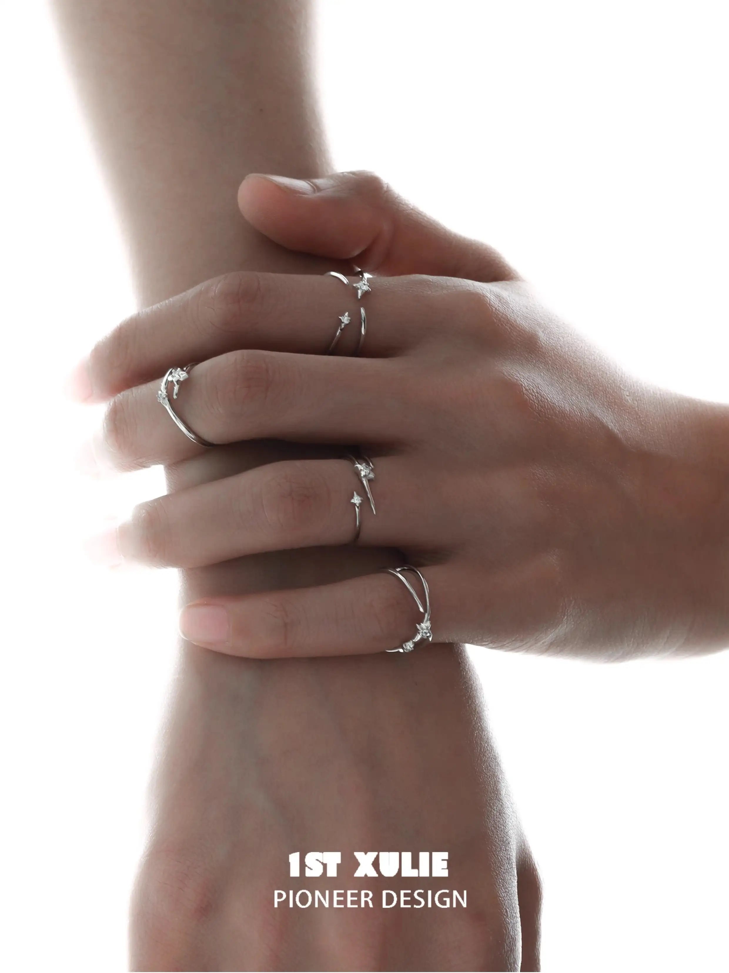 S925 Sterling Silver Irregular Twisted Adjustable Ring Set for Women - Elegant Stackable Boho Jewelry for Everyday Wear & Special Occasions