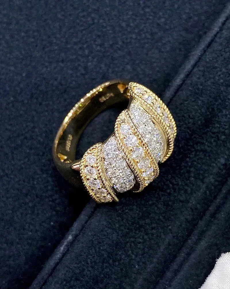18K White & Yellow Gold Vintage Style Diamond Engagement Ring for Women - 1.13 Carat Real Natural Diamond Wedding Ring, Anniversary Gift, Party Jewelry (Perfect for Proposals, Weddings, Date Nights & Special Occasions)