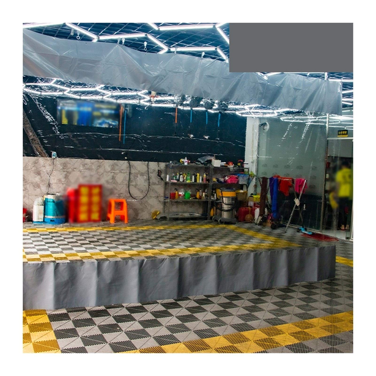 YJFENG Clear-Gray 3X3M Heavy Duty PVC Waterproof Tent Side Panel - Windproof Dustproof Transparent Tarpaulin for Balcony Awning, Car Wash Canopy & Outdoor Camping Shelter
