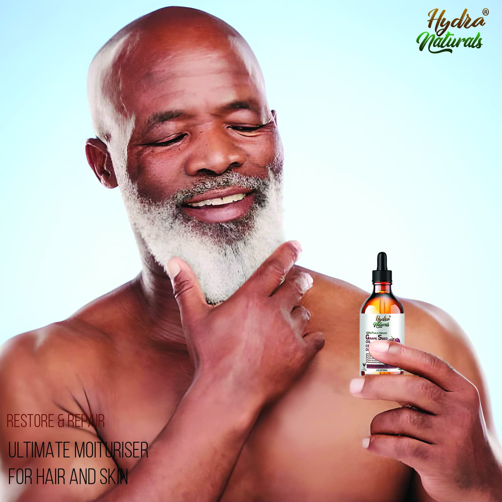 **Hydra Naturals 100% Pure Cold-Pressed Grapeseed Oil – Lightweight Moisturizer for Face, Skin & Hair – Natural Carrier Oil for Essential Oils – Hexane-Free, Non-GMO, Unrefined – 50ml – Perfect for Massage, DIY Beauty & Aromatherapy**