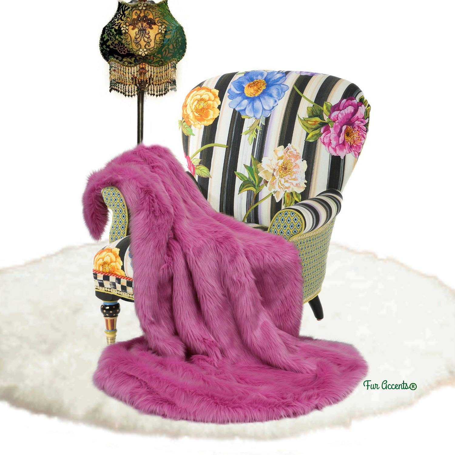 Soft Plush Faux Fur Throw Blanket - Hot Pink Shaggy Small Blanket (2'x3') - Cozy Decorative Fur Accent for Bed, Sofa & Home Decor
