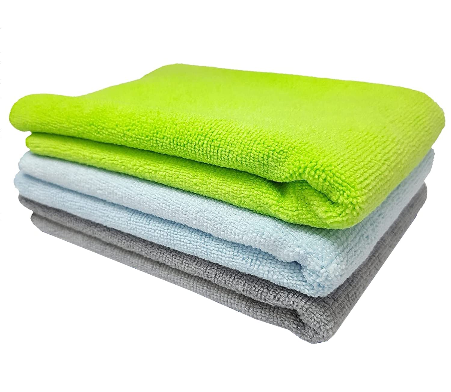 Premium 3-Pack Microfiber Cleaning Cloths 40x40cm (340 GSM) - Multi-Color Multipurpose Towels for Car Detailing, Bike Care & Kitchen Cleaning | Streak-Free, Super Absorbent & Reusable