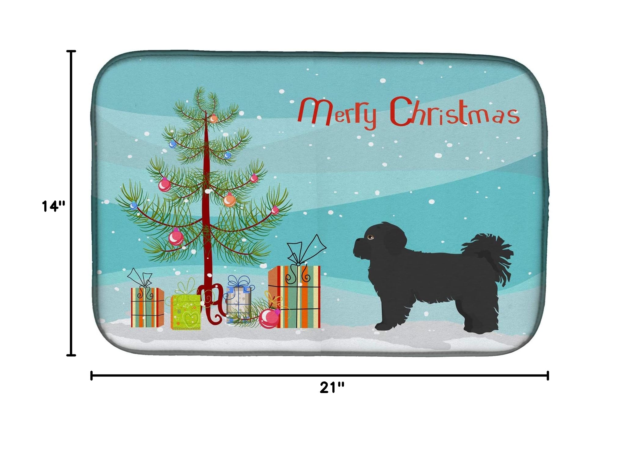 Pekeapoo Christmas Dish Drying Mat - Absorbent Kitchen Counter Pad (14x21