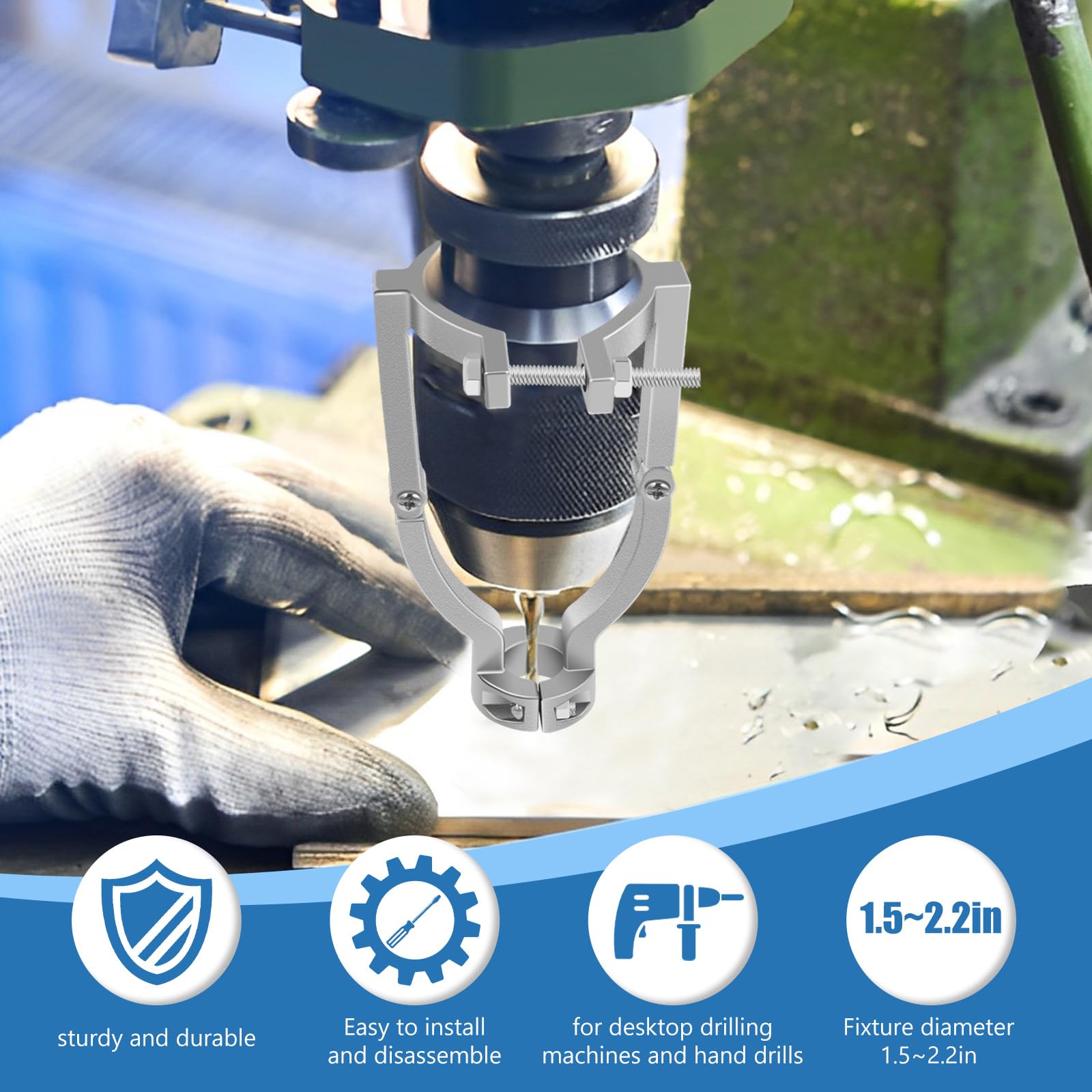 Square Hole Drill Bit Adapter & 4 Carbide Drill Bits Set for Drill Press, Mortise Machine - Heavy Duty Power Tool Accessories for Woodworking, Cabinetry, and Furniture Making