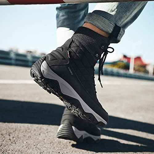 Waterproof Winter Snow Boots for Men & Women - Warm Anti-Slip Ski Shoes with Fleece Lining for Hiking & Outdoor Activities | White Fleece Size 10 | Perfect for Snow Sports, Mountain Trekking & Cold Weather Adventures