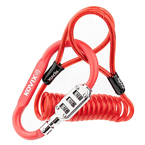 **Secure Motorcycle Helmet Lock with Cable & Combination - Anti-Theft Password Lock for Scooter, Street Bike, Helmet, Jacket & Luggage (Red) - Ideal for Parking, Travel & Outdoor Adventures**