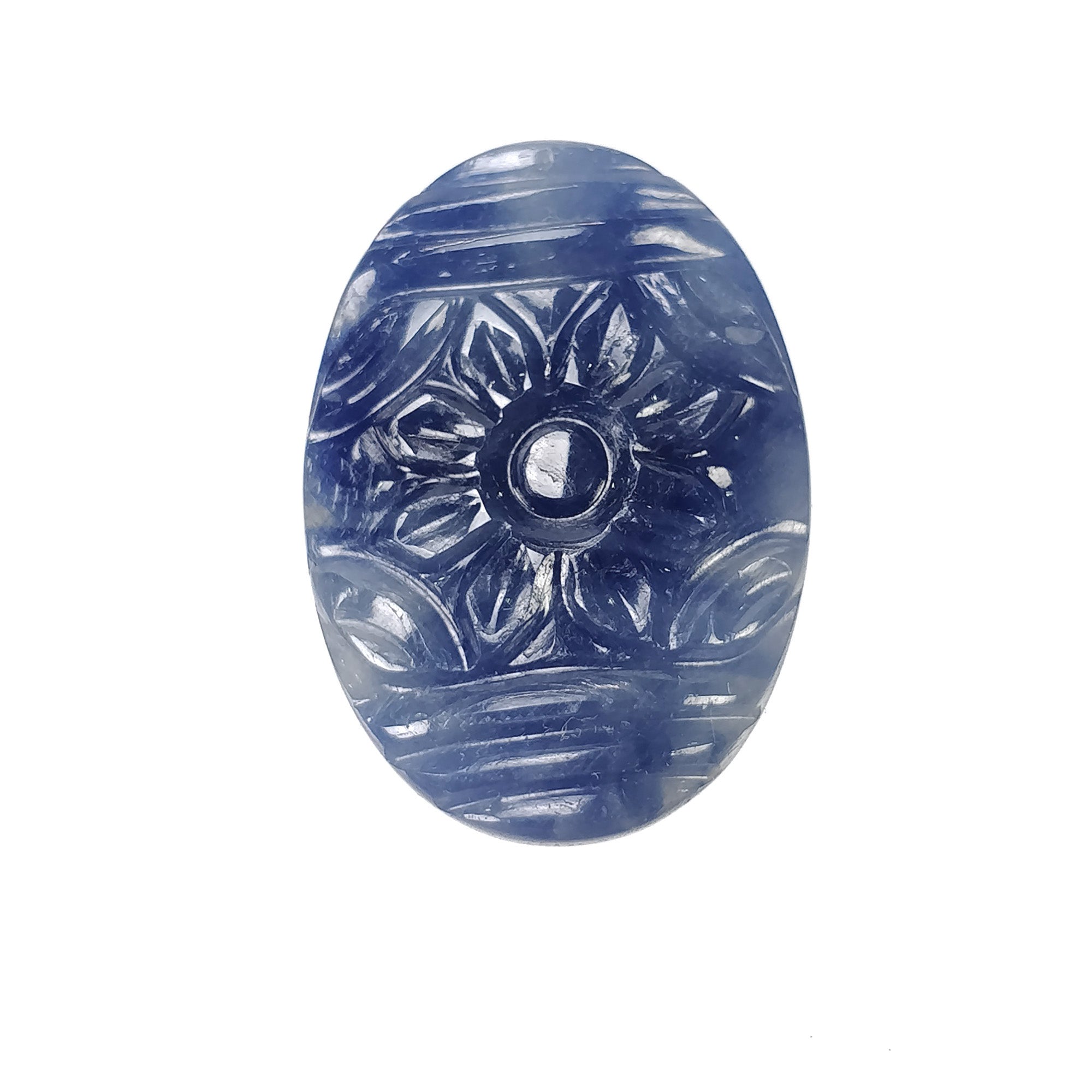 27.70cts Natural Blue Sapphire Gemstone - Untreated & Unheated Oval Hand Carved 26x18mm (Video Proof) | Perfect for Jewelry Making, Engagement Rings & Luxury Gifts