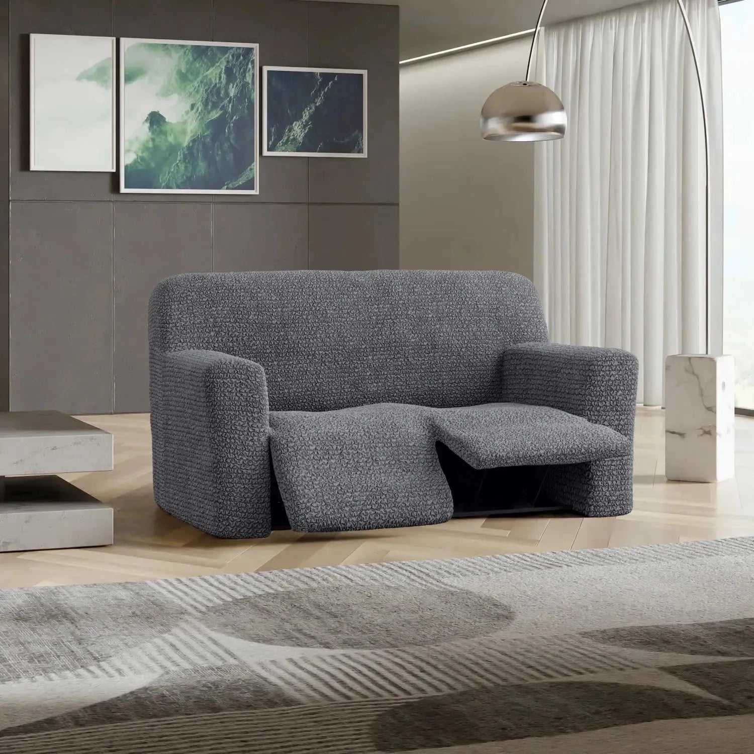 2 Seater Recliner Slipcover - Microfiber Sofa Cover Protector for Living Room Furniture, Stretchable & Washable - Perfect for Pets, Kids & Daily Use