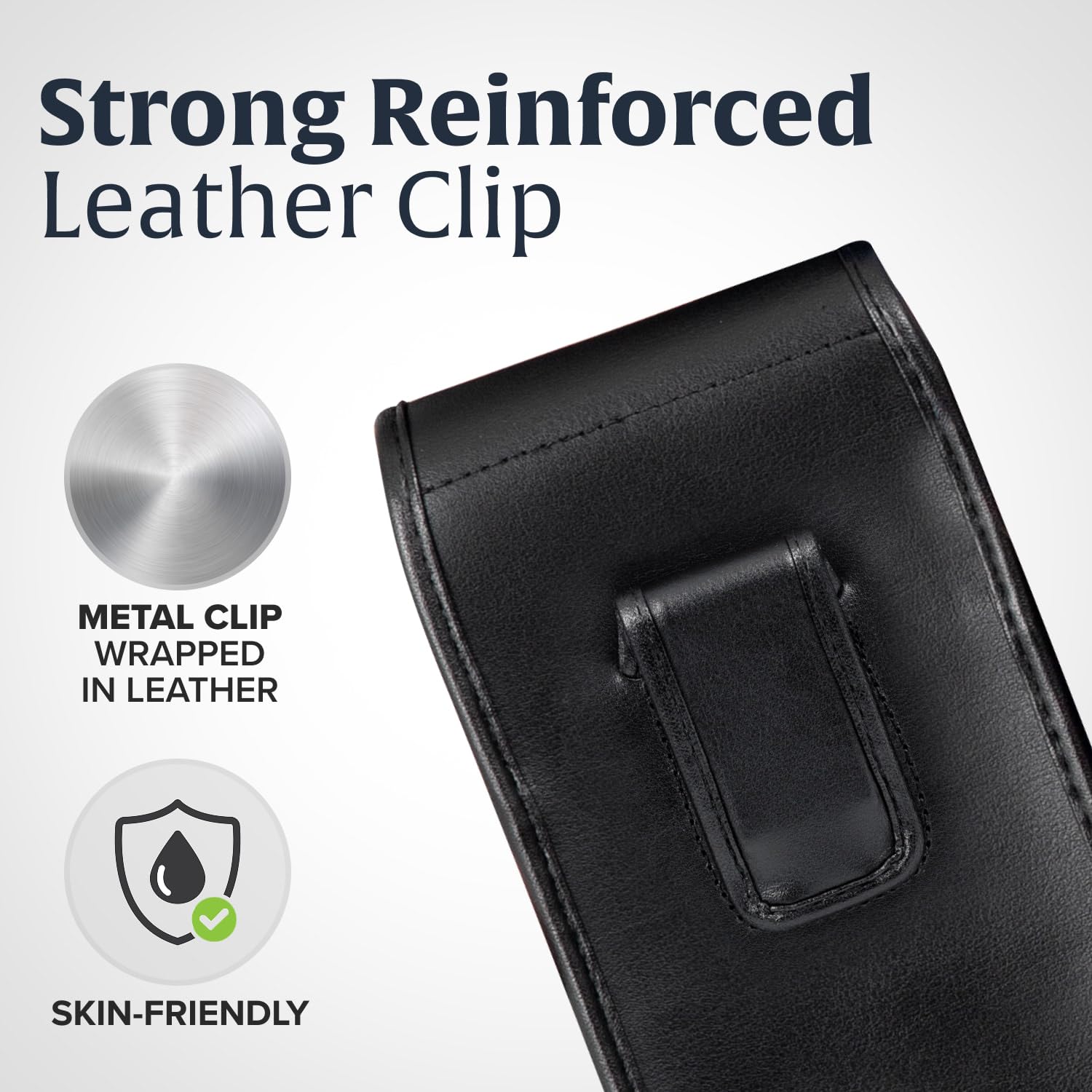 Premium Leather Phone Holster for iPhone 16 Pro Max/15 Pro Max/14 Pro Max/13 Pro Max - Black Belt Clip Phone Holder Compatible with Slim Cases - Durable Leather Waist Pouch for Outdoor, Work, Hiking & Daily Use