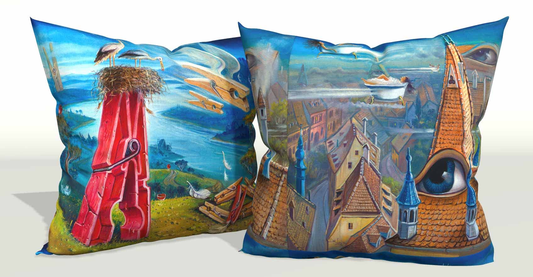Alex Levin Surrealistic Designer Throw Pillows - Modern Home Decor for Living Room, Bedroom & Sofa