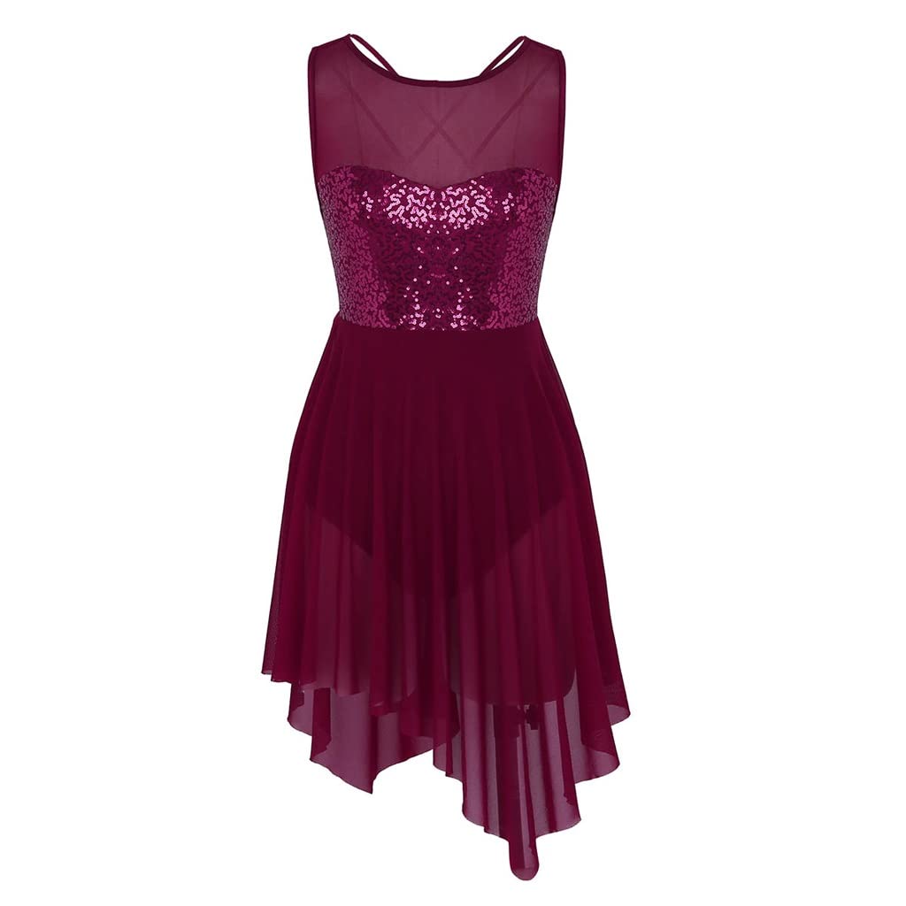 Elegant Women's Halter Neck Ballet Dance Dress - Backless Rhinestone Figure Skating Leotard with Skirt for Gymnastics & Performance (Red, X-Small) | Perfect for Dance Recitals, Ice Skating Shows, and Gymnastics Competitions