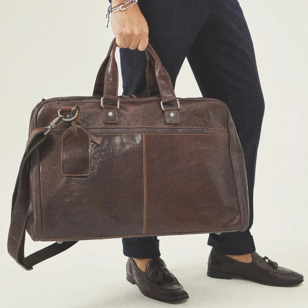 Jack Georges Voyager Large Convertible Valet Bag - Premium Leather Travel Organizer for Men | Business Trip & Weekend Getaway Essential