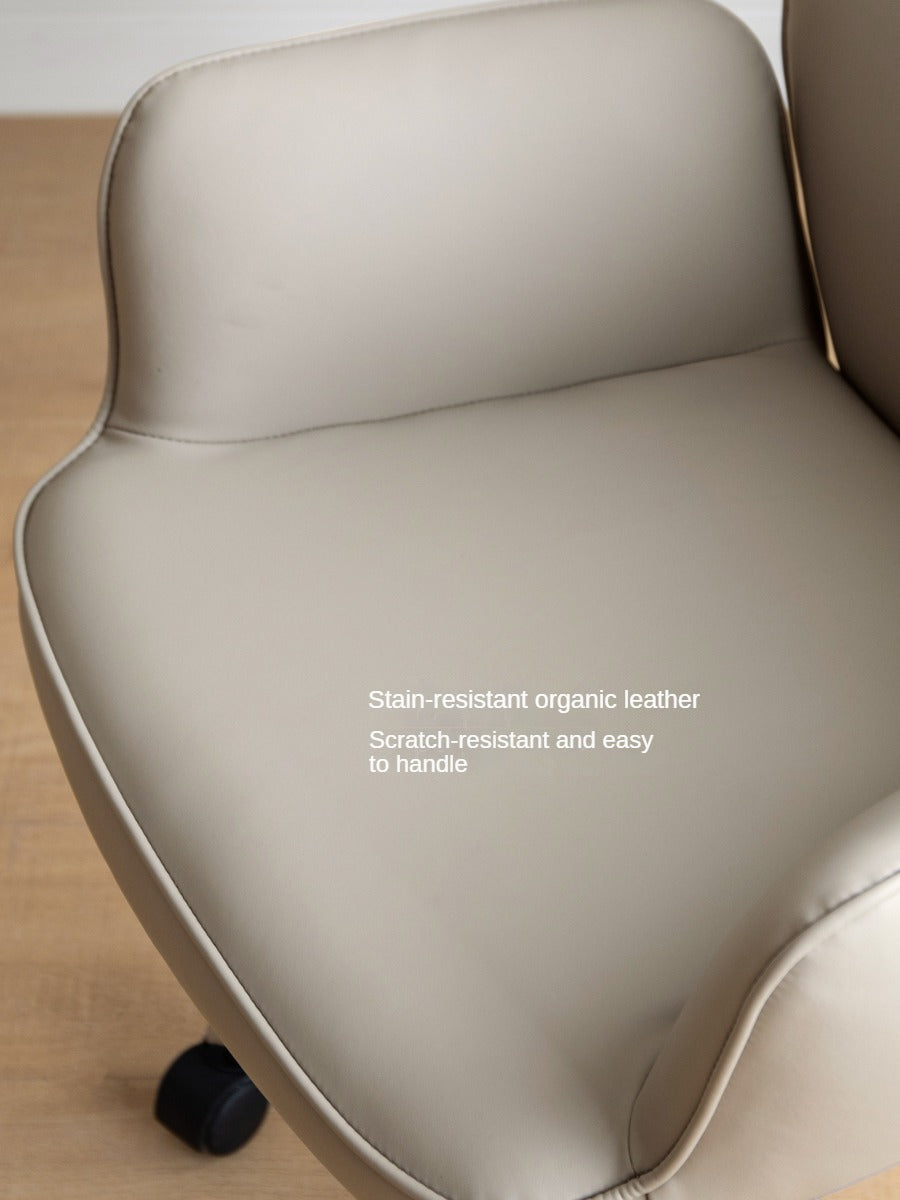 Premium Organic Leather Ergonomic Office Chair - Adjustable Height & Lumbar Support for Home & Workspace Comfort