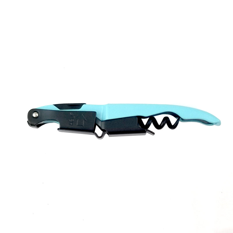 BarConic® Double Hinged Corkscrew - Premium Wine Bottle Opener in SeaFoam Blue and Black - Perfect for Home Bars, Wine Tasting Parties & Gifts