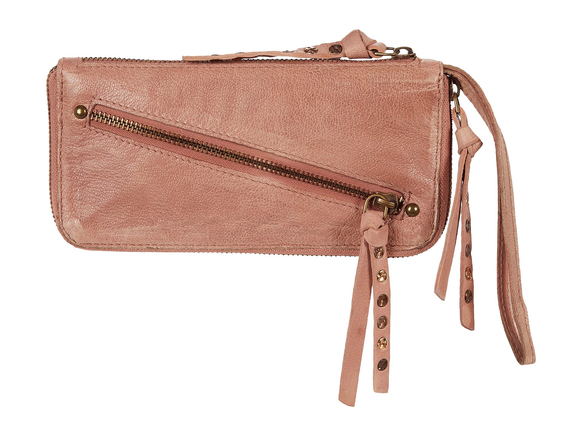 Free People Distressed Wallet for Women - Rusty Rose Crossbody Clutch with Card Slots & Zipper Pocket | Perfect for Everyday Use, Travel & Night Out