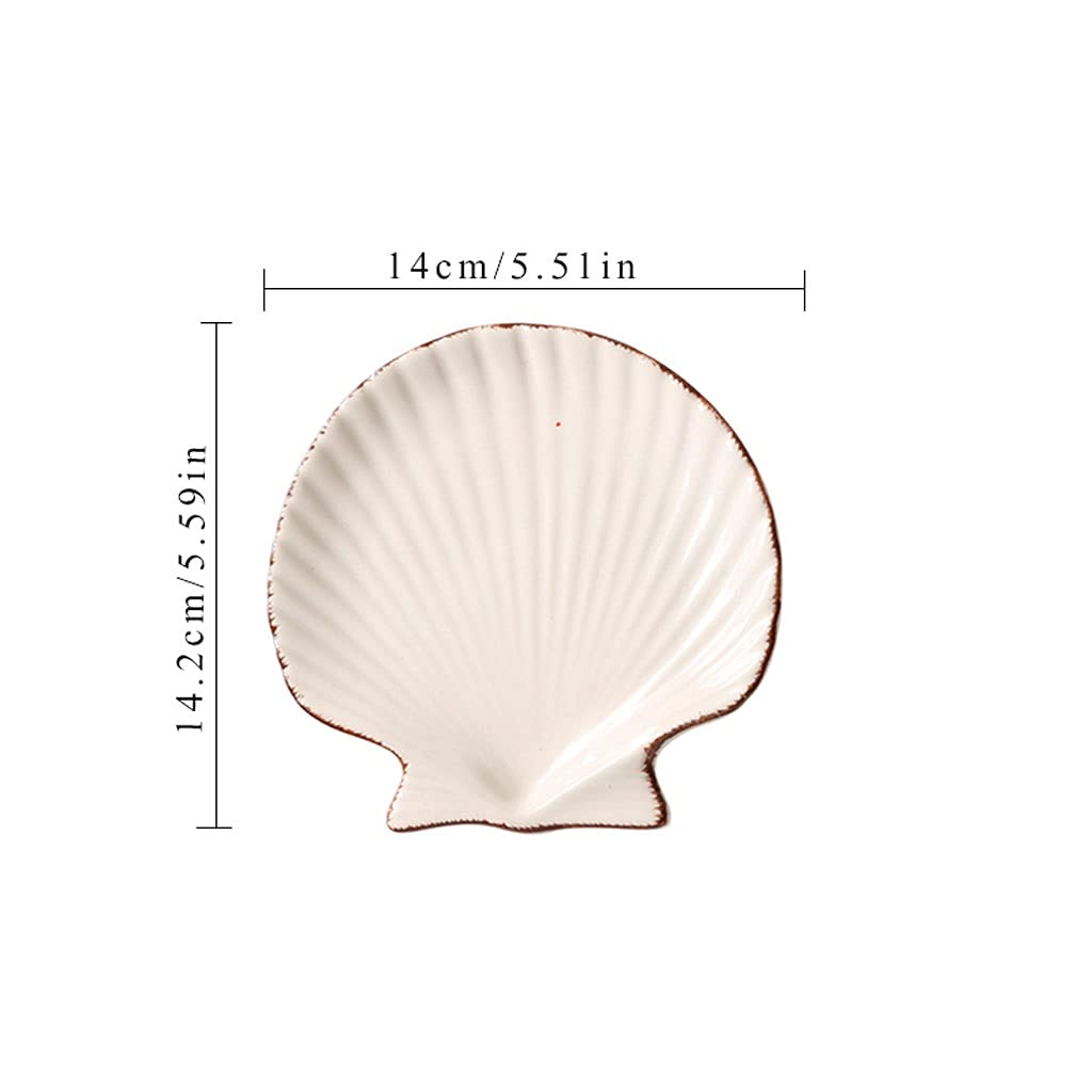 2-Piece Ceramic Salad Bowl Set - Starfish & Shell Shaped Appetizer Plates for Sushi, Desserts, Snacks, Jewelry Display (5.5x5.59in) - Perfect for Beach Themed Parties, Home Decor & Kitchen Serving