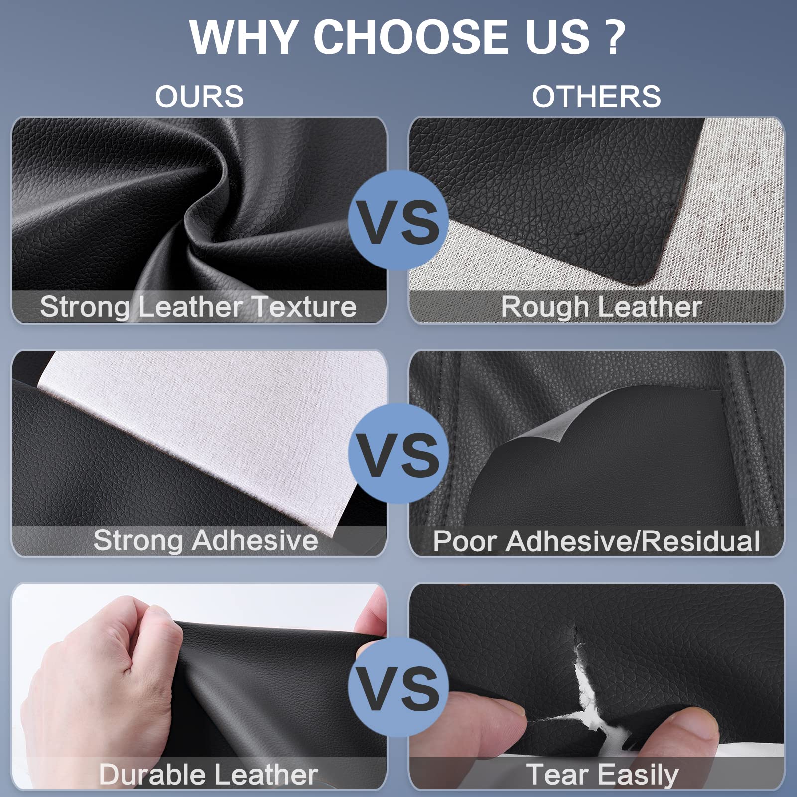 Self-Adhesive Leather Repair Patch Kit - 4