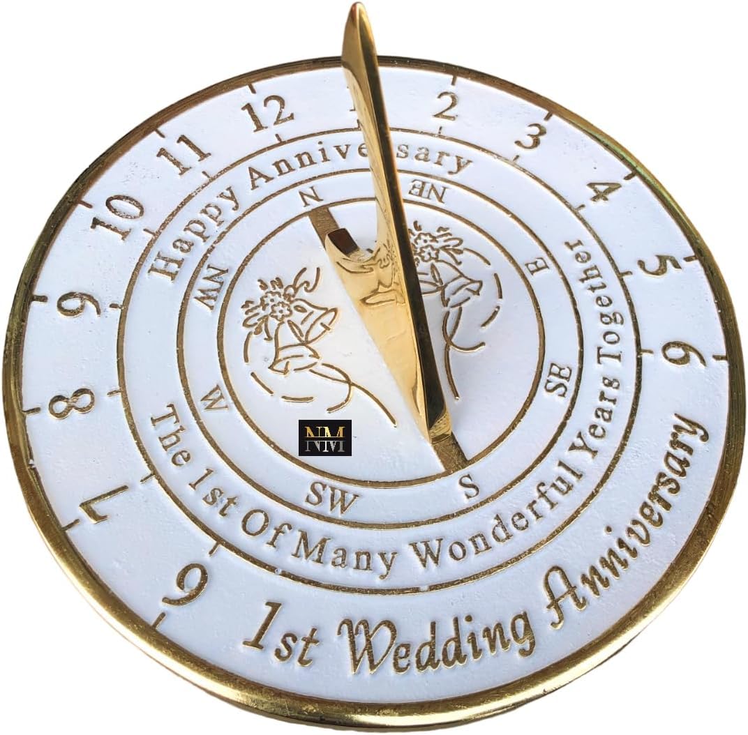 Nautical-Mart First Wedding Anniversary Sundial Gift - Unique 1st Year Marriage Present for Him, Her or Couples - Perfect for Romantic Celebrations & Home Decor