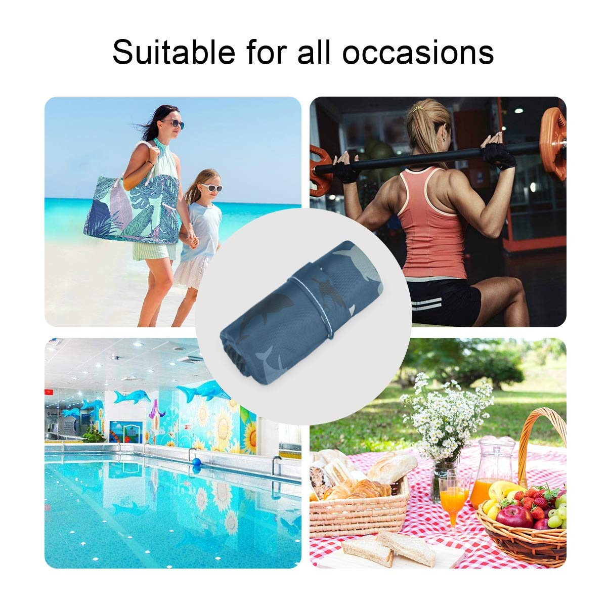 Waterproof Wet Dry Bag 2 Pack - Shark Design Washable Pouch for Travel & Swimming