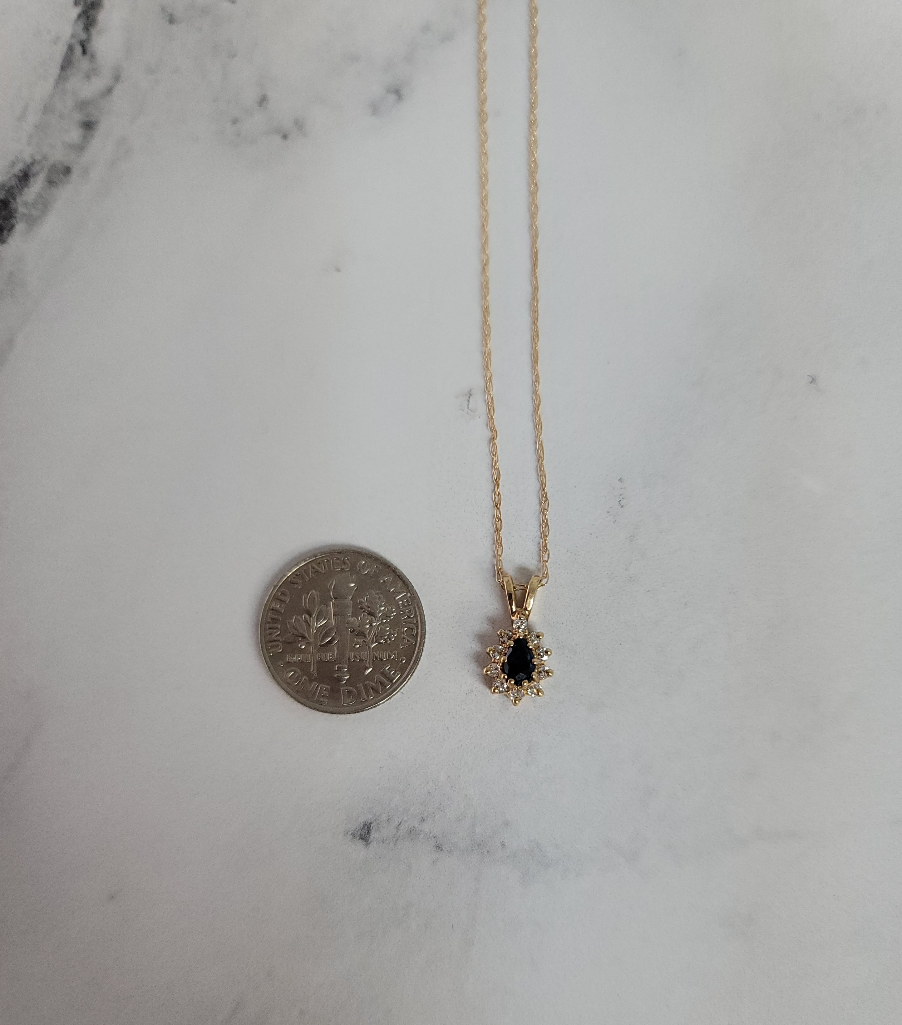 0.5 Carat Sapphire and Diamond Halo Pendant Necklace in 14K Yellow Gold - Elegant Jewelry Gift for Women, Perfect for Anniversaries & Special Occasions