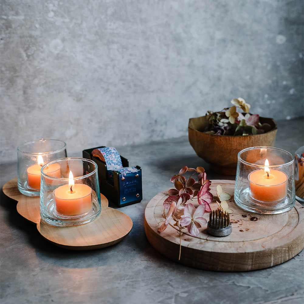 Eco-Friendly Recycled Glass Candle Holders - Set of 2 for Home Decor, Wedding Centerpieces & Romantic Dinner Ambiance