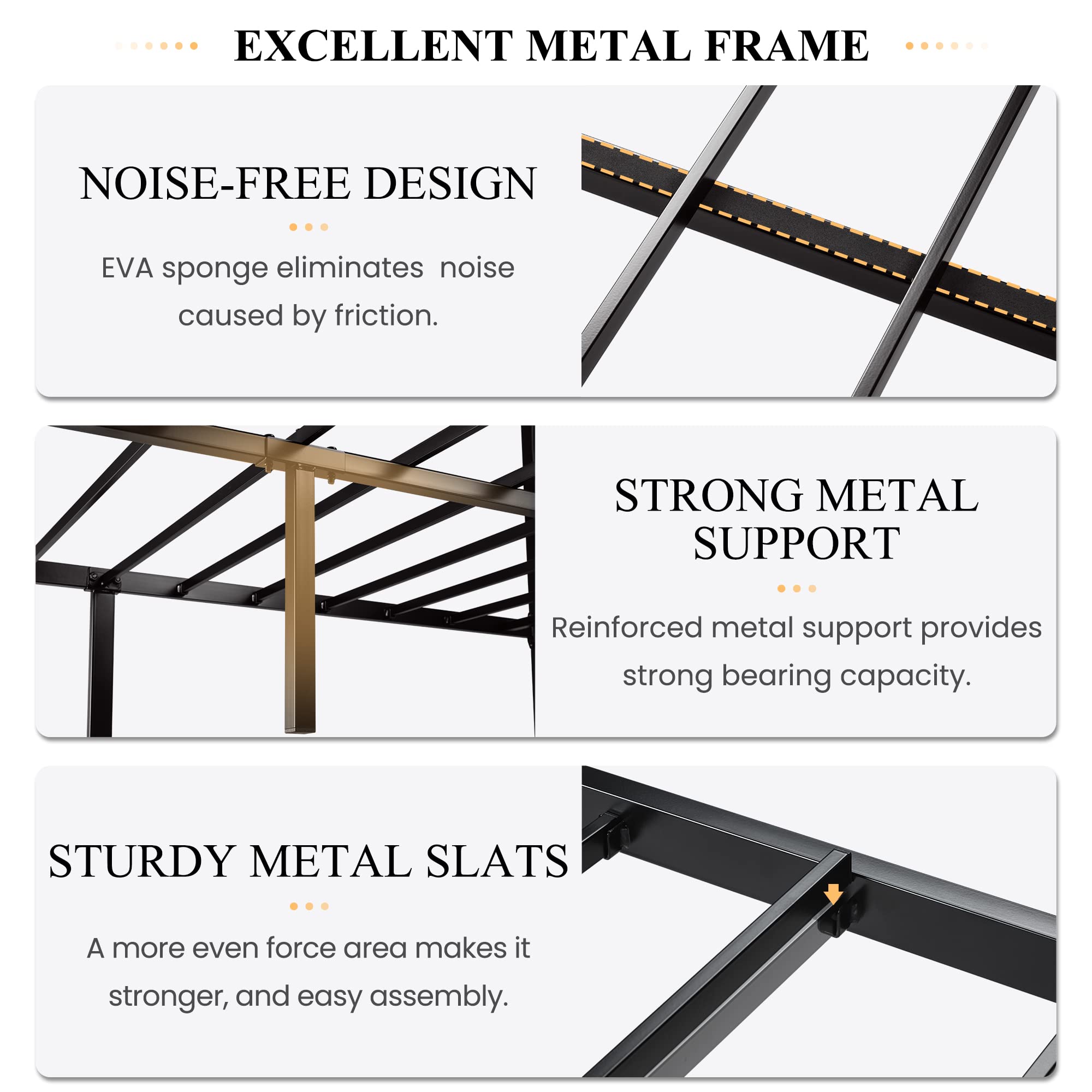 SHA CERLIN Full Bed Frame with Headboard - Heavy Duty Metal Platform Base with Under-Bed Storage, No Box Spring Needed - Easy Assembly, Black Oak Finish - Perfect for Small Bedrooms, Guest Rooms & Dormitories