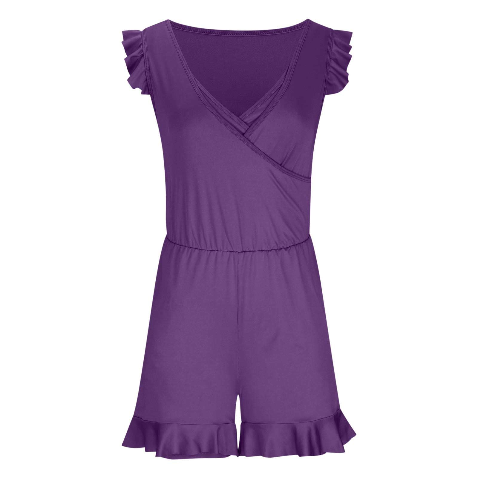 Women's Ruffle Sleeve Romper Swimsuits - One Piece Bathing Suit with Built-in Bra & Shorts | Beachwear, Pool Party, Summer Vacation Outfit
