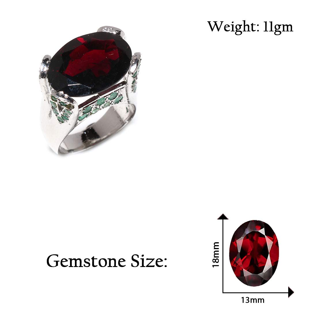 Authentic 925 Sterling Silver Garnet & Emerald Gemstone Ring for Women | Handmade Artisan Jewelry | Perfect for Wedding, Engagement & Party | Elegant Fashion Accessory Gift