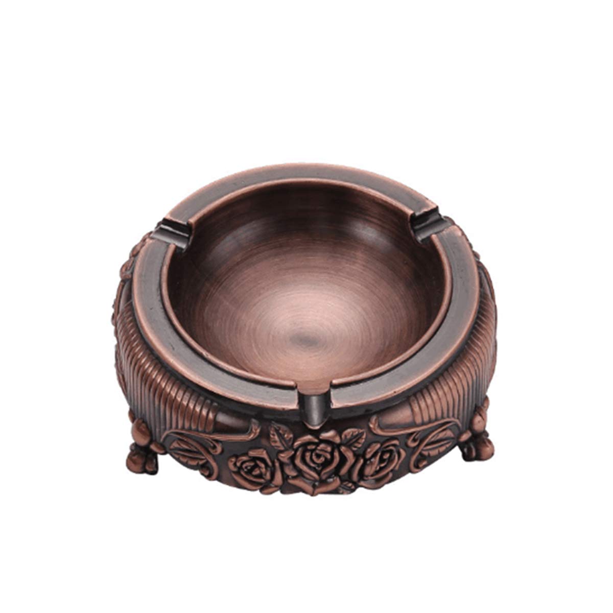 Vintage Metal Ashtray with Embossed Flower Design - Elegant Decorative Ashtray for Home, Office, Hotel, KTV & Outdoor Use - Perfect for Smoking Areas, Patio, Living Room & Man Cave