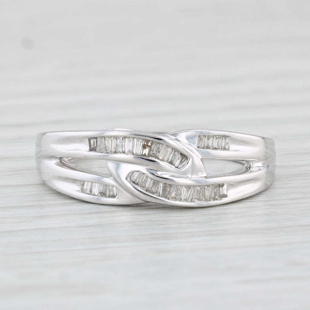 0.25ctw Diamond Knot Ring 10k White Gold Size 7 Wedding Band - Elegant Promise & Anniversary Jewelry Gift for Her