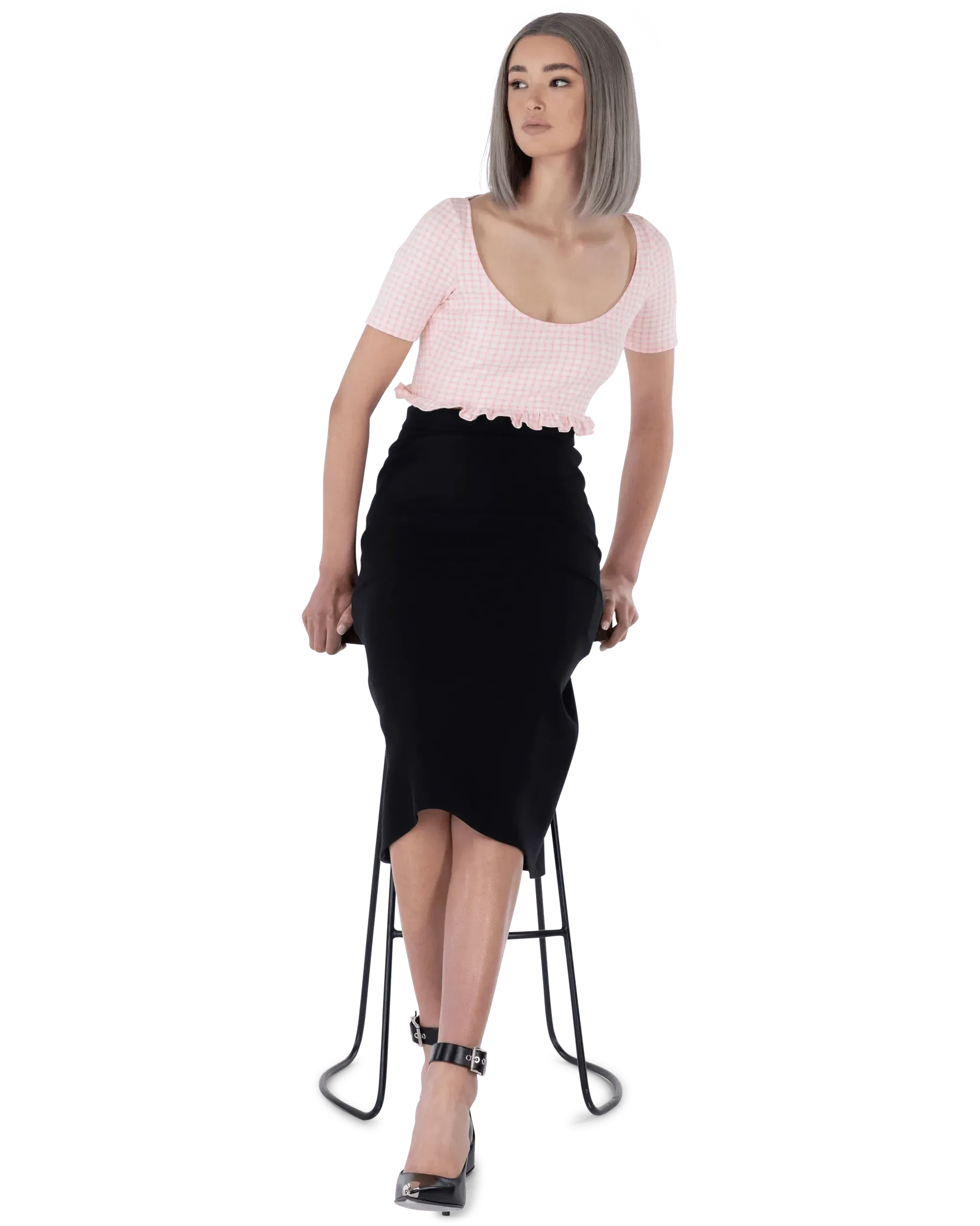 Checkered Crop Top Blouse for Women - Stylish Summer Fashion Top for Casual Outings, Beachwear & Street Style