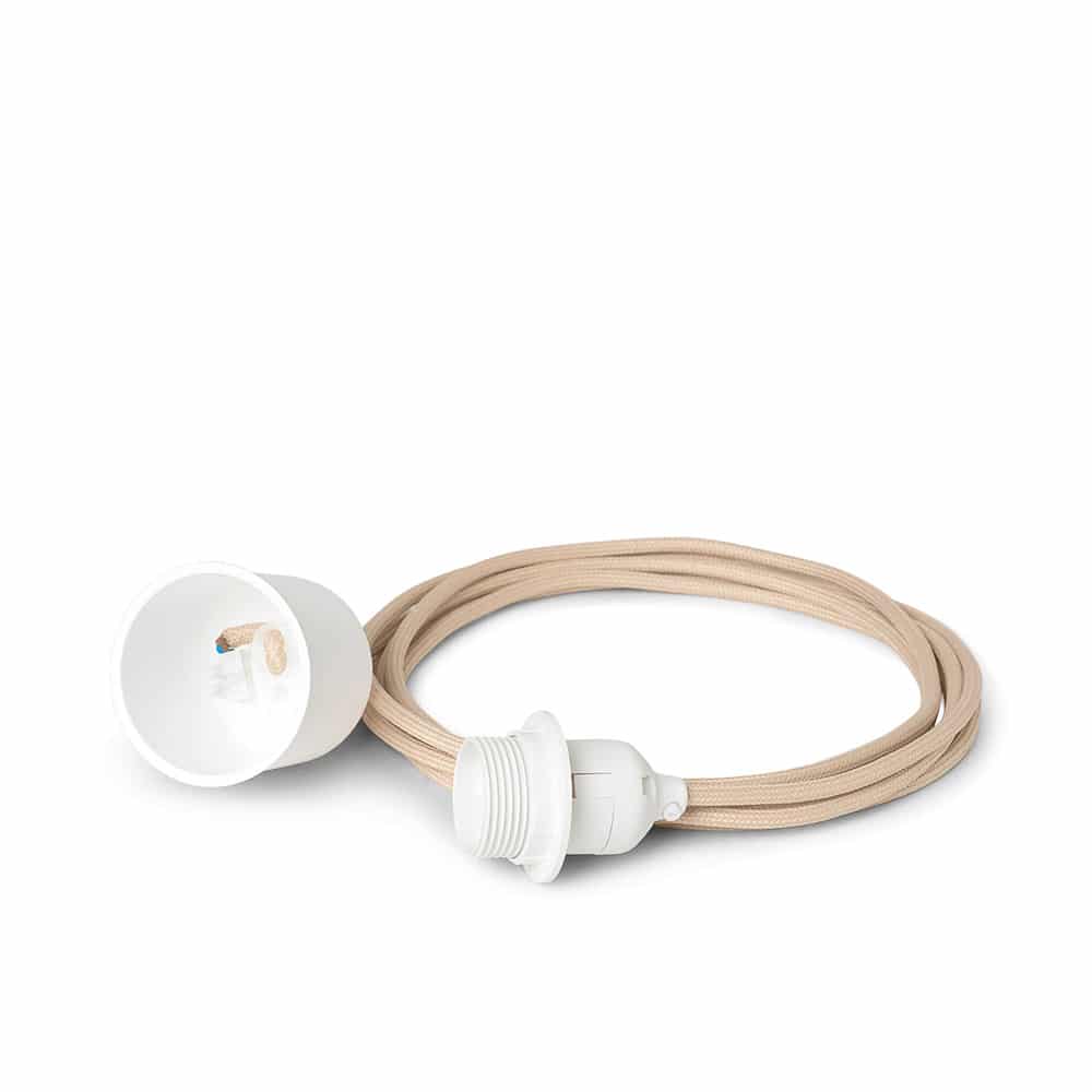 FERM LIVING Fabric Cord Set Pendant Light - Sand Color, 2 Sizes (Small & Large) - Perfect for Bedroom, Living Room, and Dining Room Lighting