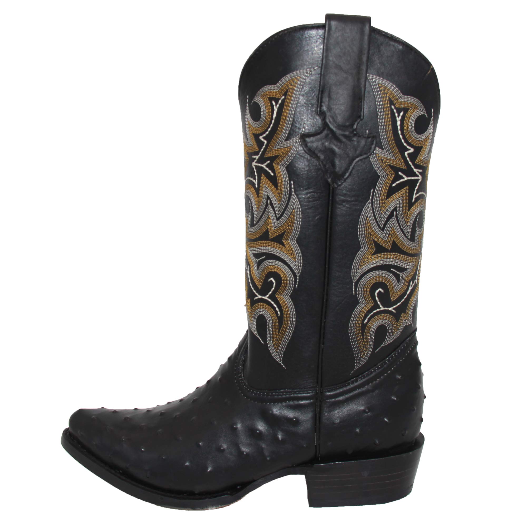 Men's Genuine Leather Cowboy Boots - Embossed Ostrich Quill Print Western Boots with Free Belt | Comfortable & Durable for Rodeo, Country Music Festivals & Western Fashion
