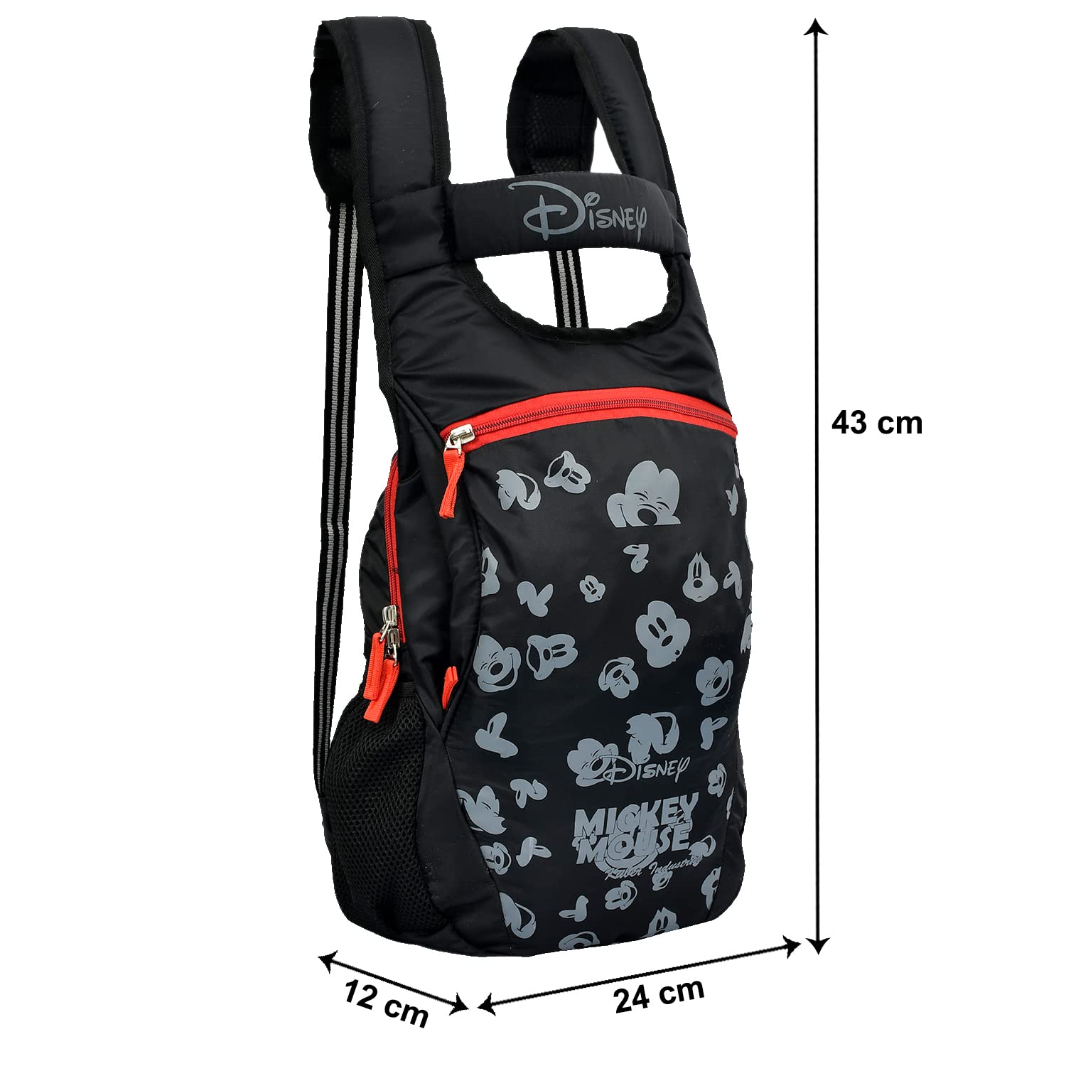 Waterproof Disney Mickey Mouse Backpack for Kids - Durable Polyester School Bag with Mickey Face Print (Black) - Perfect for School, Travel & Outdoor Adventures