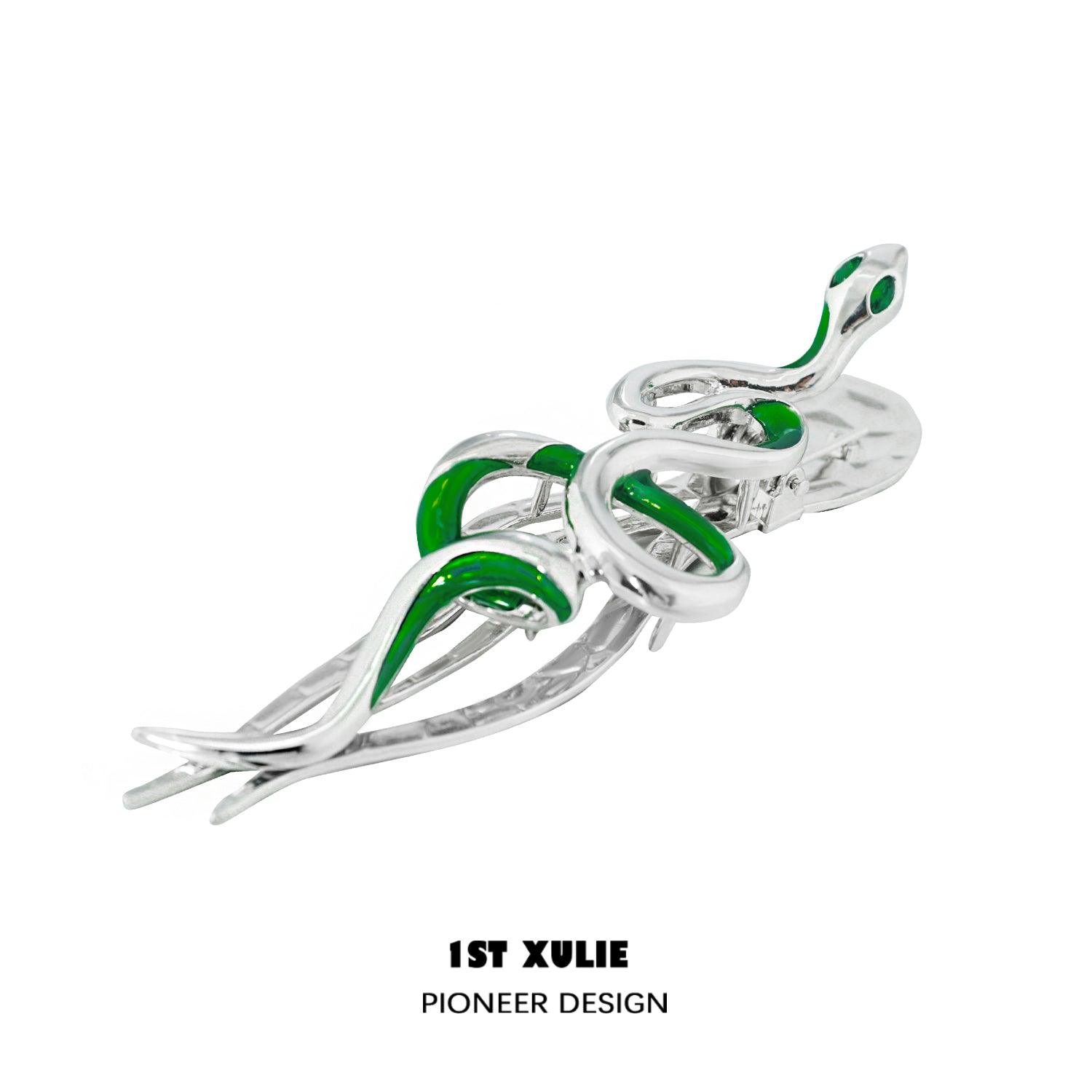 18k Platinum Plated Slytherin House Giant Spirit Snake Hair Clip - Elegant Harry Potter Cosplay Accessory for Witch Costume & Fantasy Themed Parties