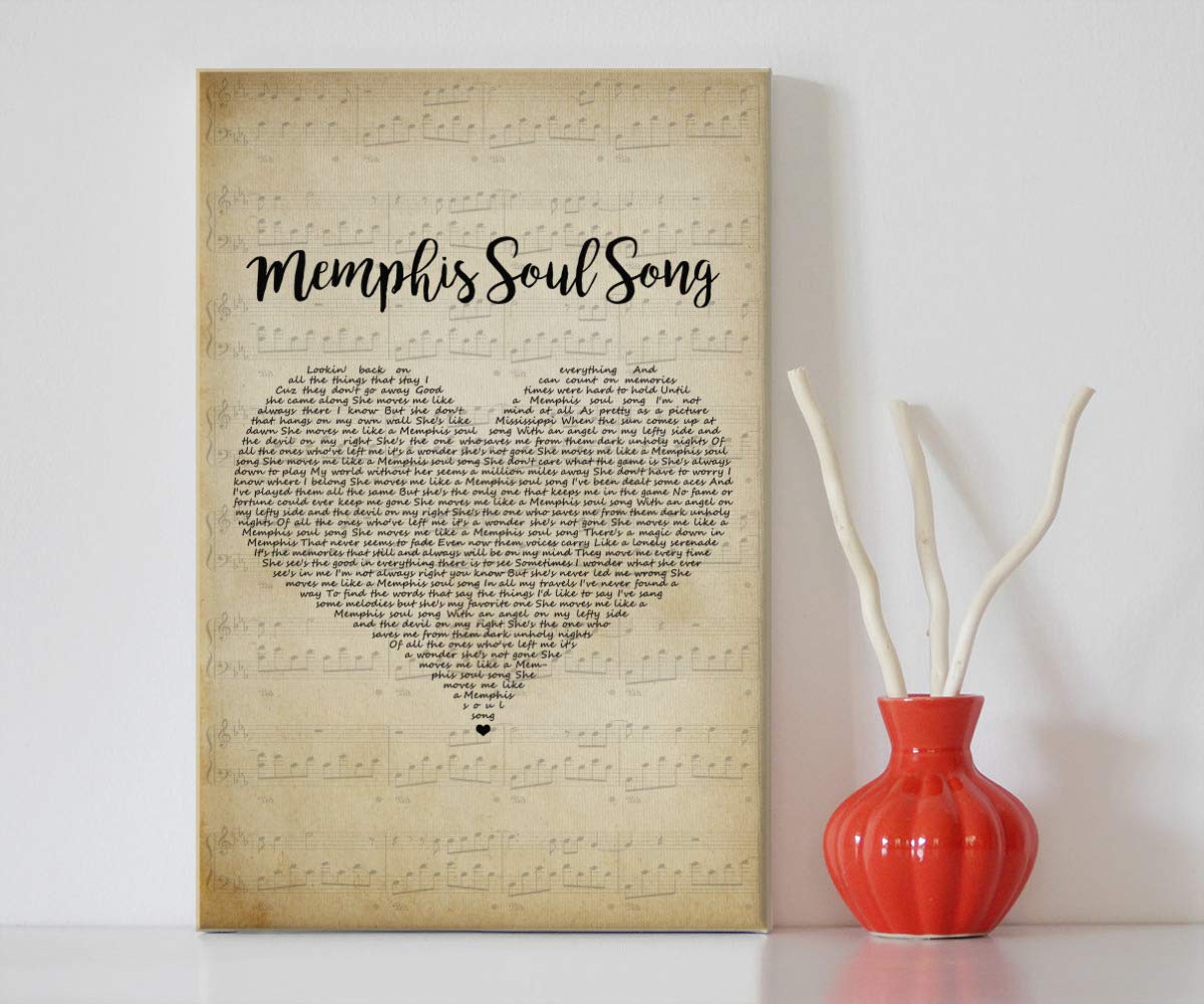 Memphis Soul Lyrics Framed Canvas Print - 16x24 Wall Art for Home Decor