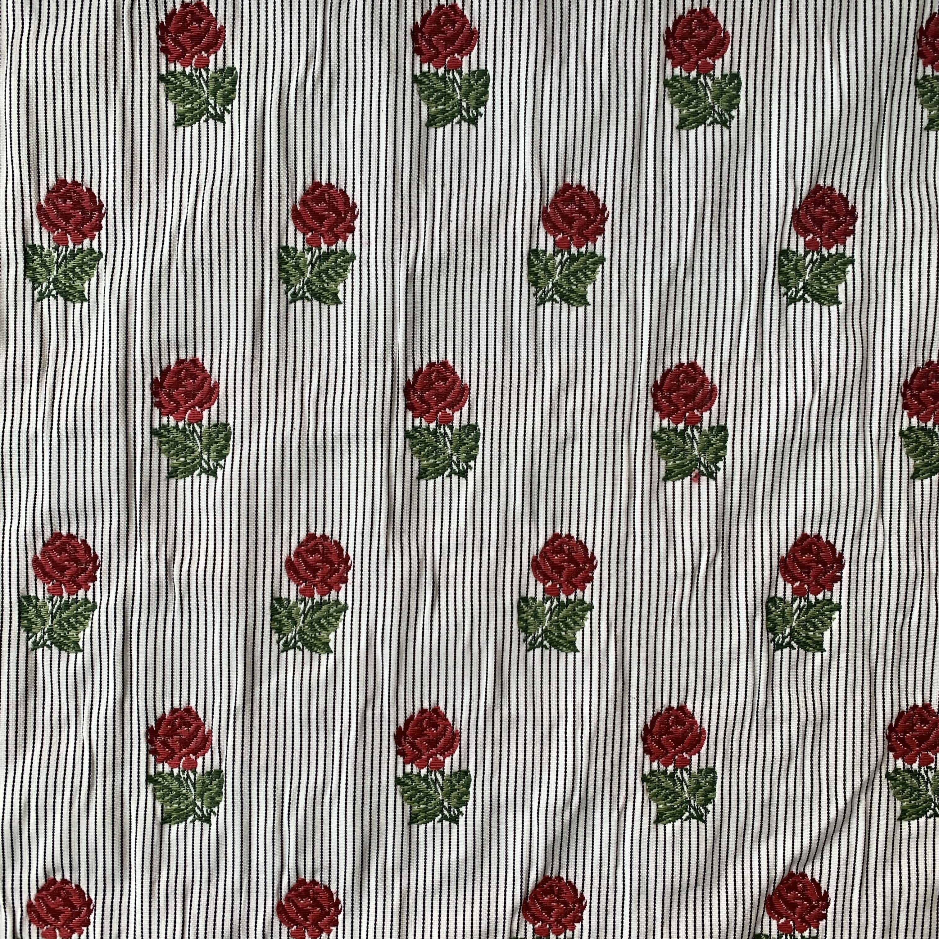 Claret Rose Embroidered Fabric - Premium Cotton Material for DIY Crafts, Quilting & Home Decor Projects